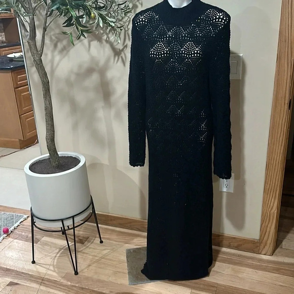 FRYE
Women's Mock-Neck Pointelle-Stitch Maxi Dress - Picture 2 of 9